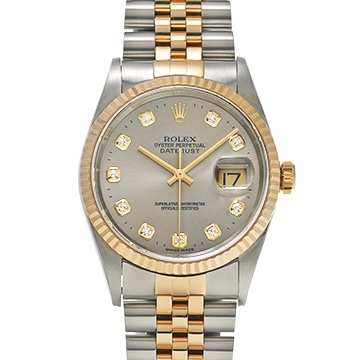 ロレックス デイトジャスト 36 16233G グレー/ダイヤモンド メンズ 時計 【中古】【wristwatch】