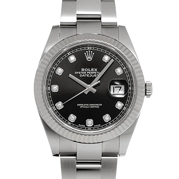 ロレックス デイトジャスト 41 126334G ブライトブラック/ダイヤモンド メンズ 時計 【中古】【wristwatch】