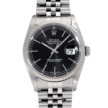 ロレックス デイトジャスト 16234G ブラック/ダイヤモンド メンズ 時計 【中古】【wristwatch】