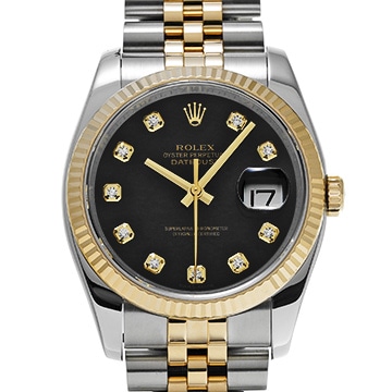 ロレックス デイトジャスト 36 116233G ブラック/ダイヤモンド メンズ 時計 【中古】【wristwatch】