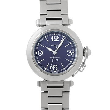 カルティエ パシャC ビッグデイト W31047M7 ブルー ユニセックス 時計 【中古】【wristwatch】