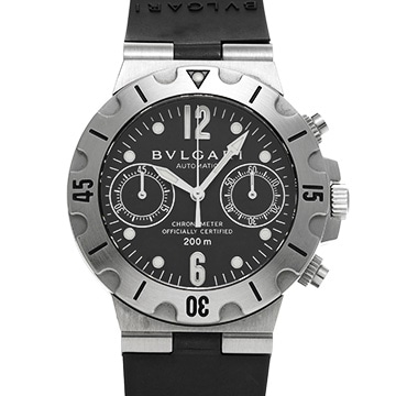 ブルガリ ディアゴノ スクーバ クロノグラフ SCB38S ブラック メンズ 時計 【中古】【wristwatch】