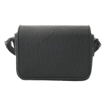 グッチ スーパーミニバッグ  ブラック 794062 0416 GGラバーエフェクト レディース バッグ 【中古】【bag】