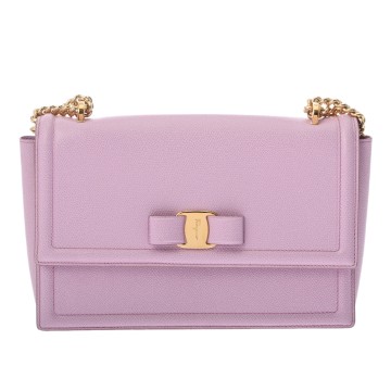 サルヴァトーレ フェラガモ チェーンショルダー ピンク レザー レディース バッグ 【中古】【bag】