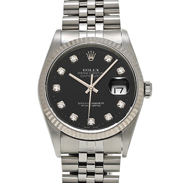 ロレックス デイトジャスト 16234G ブラック/ダイヤモンド メンズ 時計 【中古】【wristwatch】