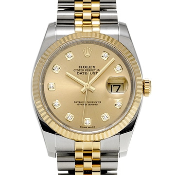 ロレックス デイトジャスト 116233G シャンパン/ダイヤモンド メンズ 時計 【中古】【wristwatch】