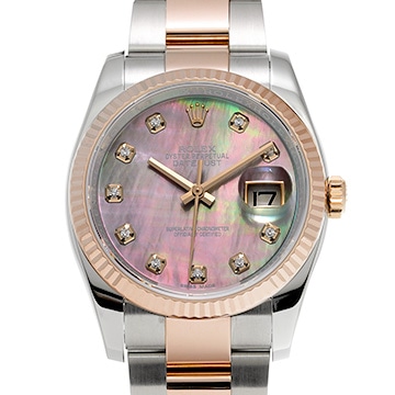 ロレックス デイトジャスト 116231NG ブラックシェル/ダイヤモンド メンズ 時計 【中古】【wristwatch】