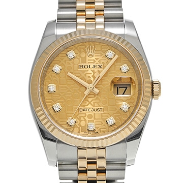 ロレックス デイトジャスト 116233G シャンパンコンピュータ/ダイヤモンド メンズ 時計 【中古】【wristwatch】