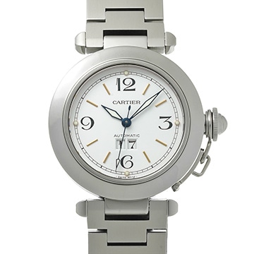 カルティエ パシャC ビッグデイト W31044M7 ホワイト ユニセックス 時計 【中古】【wristwatch】