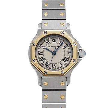 カルティエ サントス オクタゴン SM W2001683 アイボリー レディース 時計 【中古】【wristwatch】