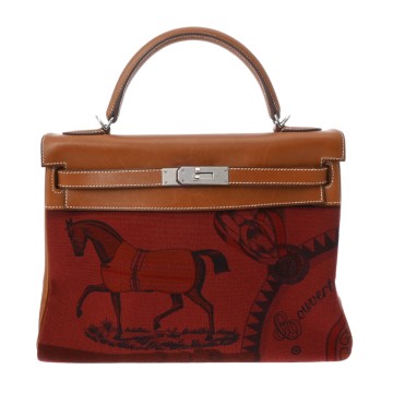 エルメス ケリー 32 内縫い アマゾン ルージュアッシュ/フォーブ トワルクーベル/バレニア レディース バッグ 【中古】【bag】