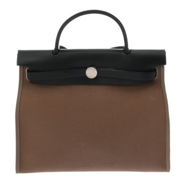 エルメス エールバッグ ジップPM  エトゥープ/ブラック トワルアッシュ/ヴァッシュハンター ユニセックス バッグ 【中古】【bag】