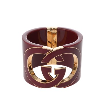 グッチ バングル インターロッキングG  レッド/ゴールド エナメル/真鍮 レディース ジュエリー 【中古】【jewelry】