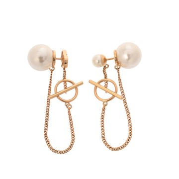ディオール TRIBALES スイング ピアス ゴールド/ホワイト メタル/メタル/レジンパール レディース ジュエリー 【中古】【jewelry】