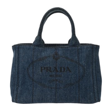 プラダ カナパトート ブルー 1BG439 デニム レディース バッグ 【中古】【bag】
