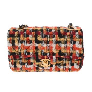 シャネル マトラッセ ミニ クラシックハンドバッグ 20cm マルチカラー A69900 ツイード レディース バッグ 【中古】【bag】