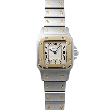 カルティエ サントス ガルベ SM W20012C4 アイボリー レディース 時計 【中古】【wristwatch】