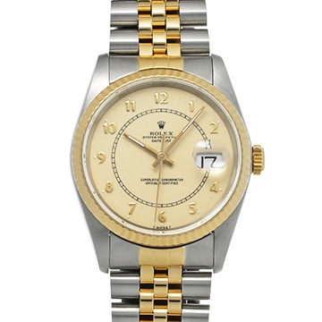 ロレックス デイトジャスト 16233 アイボリー メンズ 時計 【中古】【wristwatch】