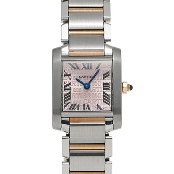 カルティエ タンク フランセーズ SM W51036Q4 シルバー/ピンク レディース 時計 【中古】【wristwatch】