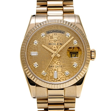 ロレックス デイデイト 36 118238A シャンパンコンピュータ/ダイヤモンド メンズ 時計 【中古】【wristwatch】