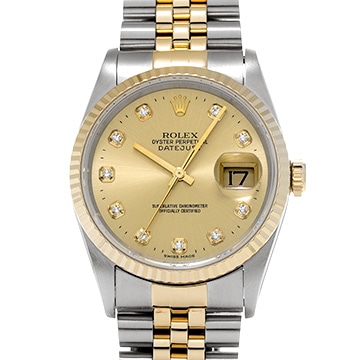 ロレックス デイトジャスト 36 16233G シャンパン/ダイヤモンド メンズ 時計 【中古】【wristwatch】