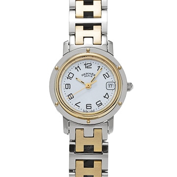 エルメス クリッパー CL4.220 ホワイト レディース 時計 【中古】【wristwatch】