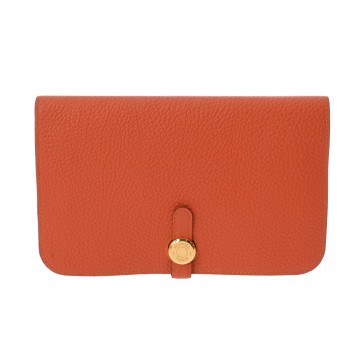 エルメス ドゴン GM オレンジ トゴ ユニセックス 財布 【中古】【purse】
