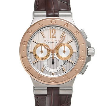 ブルガリ ディアゴノ カリブロ 303 クロノグラフ DG42C6SPGLDCH シルバー メンズ 時計 【中古】【wristwatch】