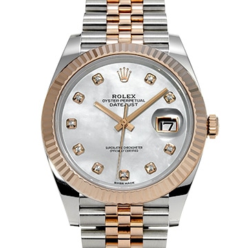 ロレックス デイトジャスト 41 126331NG ホワイトシェル/ダイヤモンド メンズ 時計 【中古】【wristwatch】