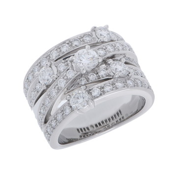 ハリー ウィンストン ファイブロウ ジオメトリック リング シルバー Pt950プラチナ レディース ジュエリー 【中古】【jewelry】