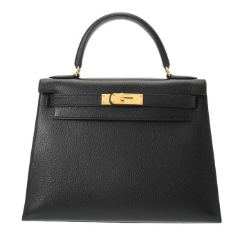 エルメス ケリー 28 外縫い 2WAY ブラック アルデンヌ レディース バッグ 【中古】【bag】