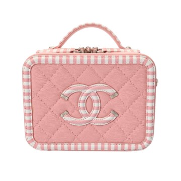 シャネル CCフィリグリー スモール ヴァニティケース ピンク A93342 キャビアスキン レディース バッグ 【中古】【bag】