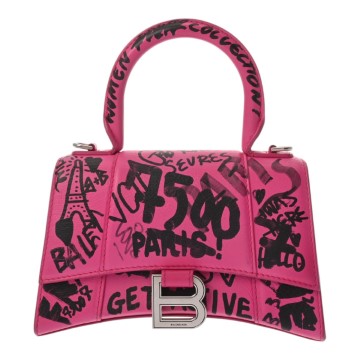 バレンシアガ グラフィティ アワーグラス XS ピンク 592833 5560 V 535269 レザー レディース バッグ 【中古】【bag】