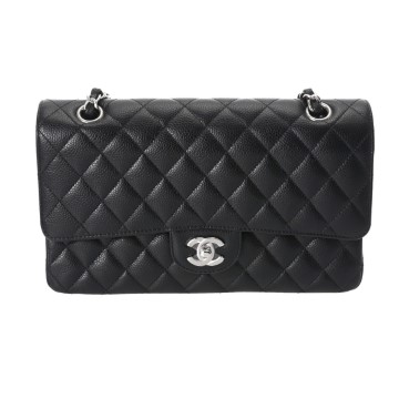シャネル マトラッセ 11.12 クラシック ハンドバッグ 25 ブラック A01112 グレインドカーフスキン レディース バッグ 【中古】【bag】