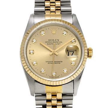 ロレックス デイトジャスト 16233G シャンパン/ダイヤモンド メンズ 時計 【中古】【wristwatch】