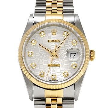 ロレックス デイトジャスト 16233G シルバーコンピュータ/ダイヤモンド メンズ 時計 【中古】【wristwatch】