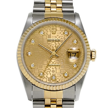 ロレックス デイトジャスト 16233G シャンパンコンピュータ/ダイヤモンド メンズ 時計 【中古】【wristwatch】