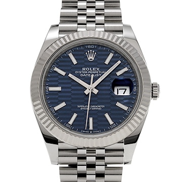 ロレックス デイトジャスト 41 126334 ブルー フルーテッドモチーフ メンズ 時計 【中古】【wristwatch】