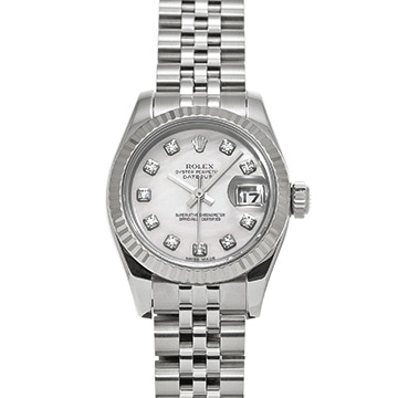ロレックス デイトジャスト 179174NG ホワイトシェル/ダイヤモンド レディース 時計 【中古】【wristwatch】