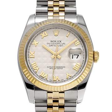 ロレックス デイトジャスト 116233 アイボリーピラミッド メンズ 時計 【中古】【wristwatch】