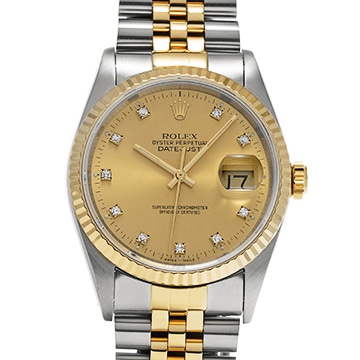 ロレックス デイトジャスト 36 16233G シャンパン/ダイヤモンド メンズ 時計 【中古】【wristwatch】
