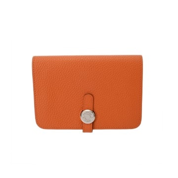 エルメス ドゴン コンパクト オレンジ トゴ ユニセックス 財布 【中古】【purse】