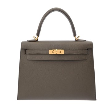 エルメス ケリー 25 外縫い トープ ヴォーエプソン レディース バッグ 【中古】【bag】