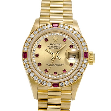 ロレックス デイトジャスト 69068G シャンパン/ダイヤモンド/ルビー レディース 時計 【中古】【wristwatch】
