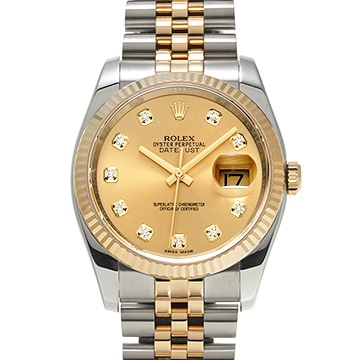 ロレックス デイトジャスト 116233G シャンパン/ダイヤモンド メンズ 時計 【中古】【wristwatch】