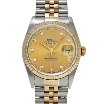 ロレックス デイトジャスト 36 16233G シャンパン/ダイヤモンド メンズ 時計 【中古】【wristwatch】