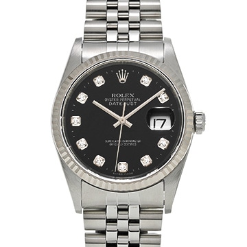 ロレックス デイトジャスト 16234G ブラック/ダイヤモンド メンズ 時計 【中古】【wristwatch】