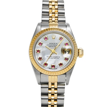 ロレックス デイトジャスト 79173NGR ホワイトシェル/ルビー レディース 時計 【中古】【wristwatch】