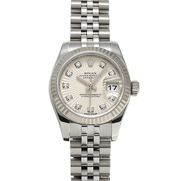 ロレックス デイトジャスト 179174G シルバーサンビーム/ダイヤモンド レディース 時計 【中古】【wristwatch】