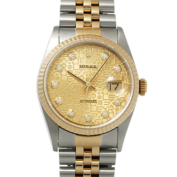 ロレックス デイトジャスト 16233G シャンパンコンピュータ/ダイヤモンド メンズ 時計 【中古】【wristwatch】